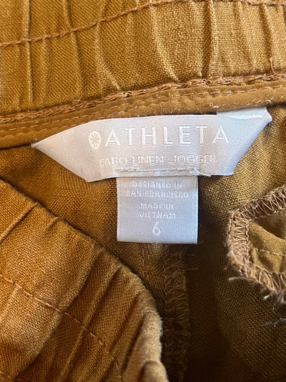 Athleta Cabo 100% linen Drawstring Jogger in Warm Camel - Picture 7 of 9